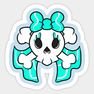 Pretty Skulls light blue ribbon Sticker